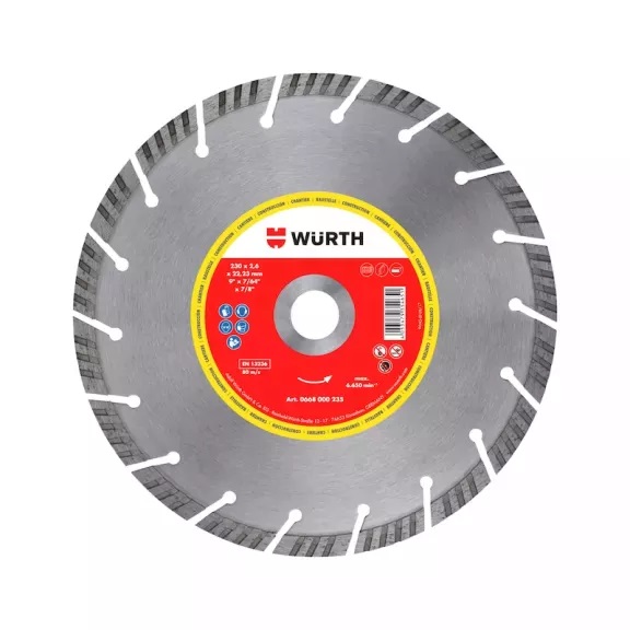 Диск відрізний алмазний, універсальний Wurth 125x22.23 9Seg 38x1.8x10